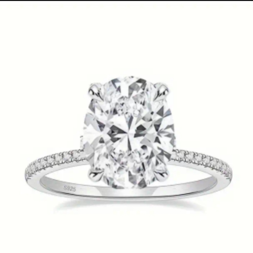 Genuine 3 Carat Moissanite Ring in 18k over Sterling Silver Sz 8!